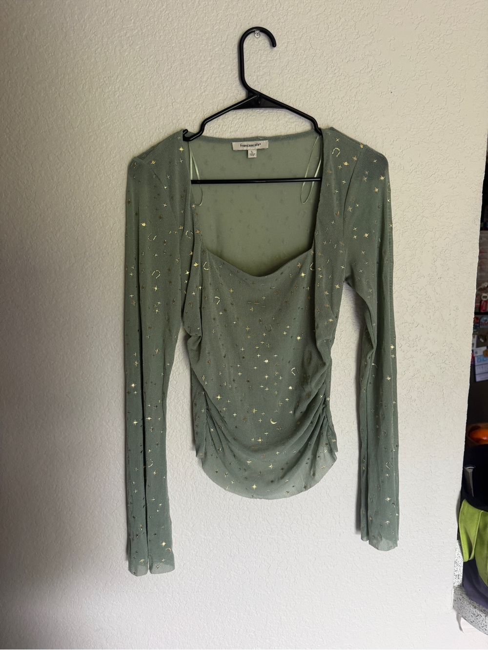 Francesca’s Sage Green Celestial Long Sleeve Top